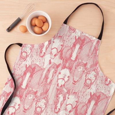 just horses rose pink half pearl redbubble apron sharon turner scrummy