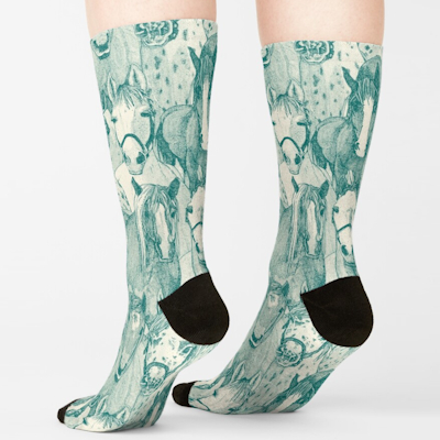 just horses viridian pearl redbubble socks sharon turner scrummy