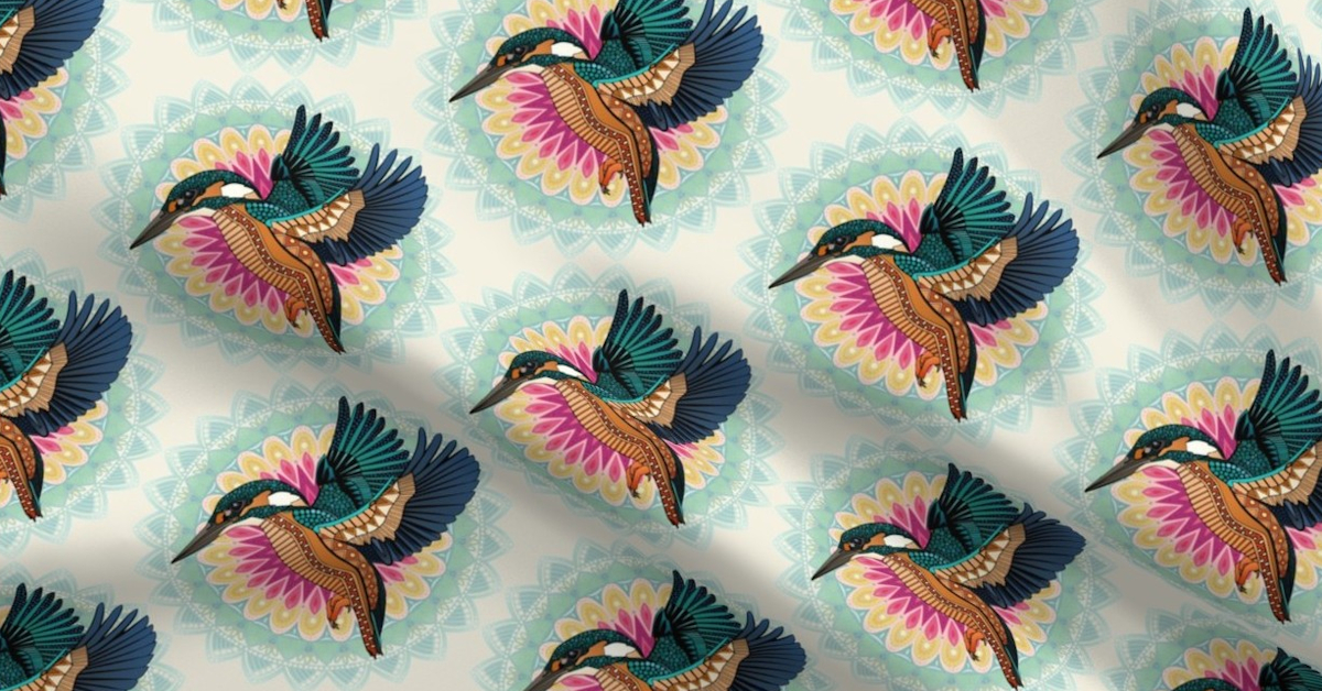 kingfisher mandala spoonflower collection sharon turner
