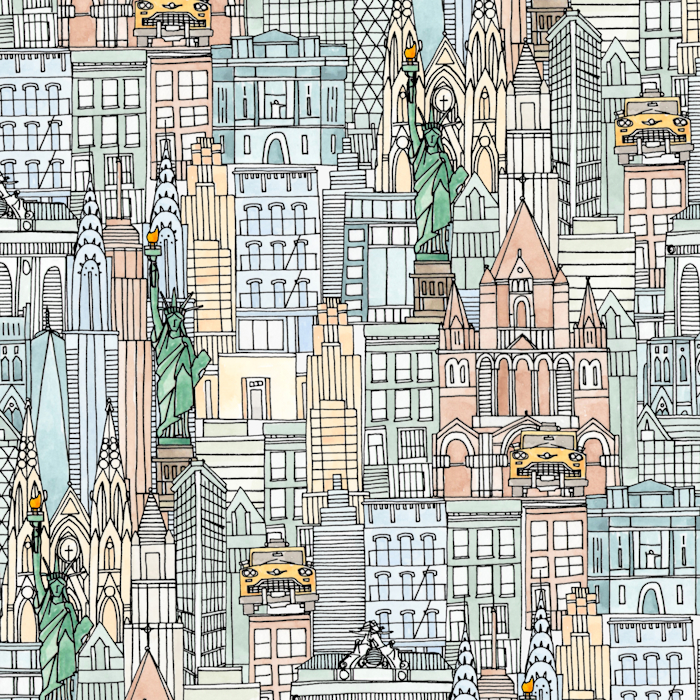 new york watercolor USA 700