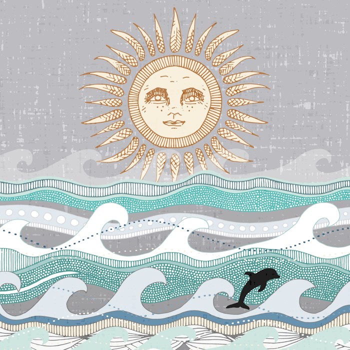 sunset dolphin waves sky 700