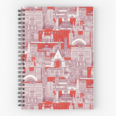 Chicago toile claret red redbubble spiral notebook sharon turner scrummy