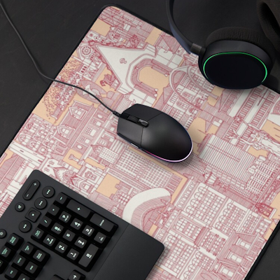 Chicago toile jam peach jelly redbubble desk mat sharon turner scrummy