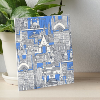 Chicago toile midnight blue retro blue redbubble art board sharon turner scrummy