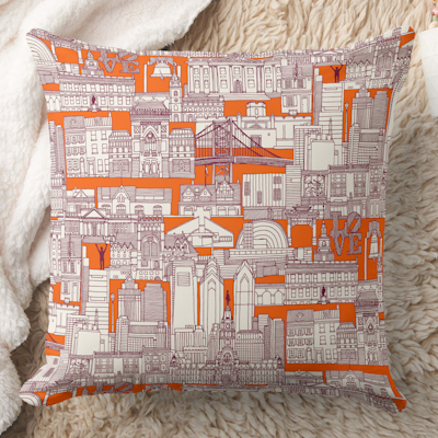 Philadelphia toile hot orange claret zazzle throw pillow sharon turner scrummylicious