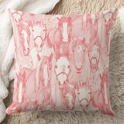 zazzle just horses rose pink half pearl throw pillow sharon turner scrummylicious