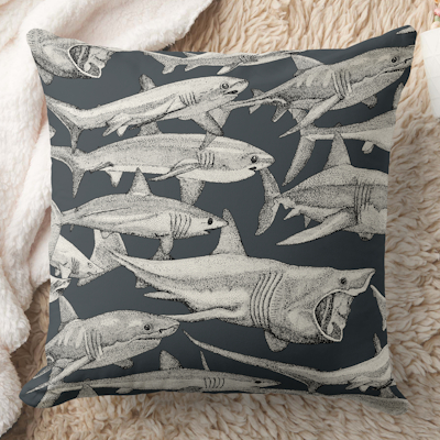 zazzle just sharks black gunmetal throw pillow sharon turner scrummy scrummylicious