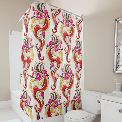 zazzle so retro nouveau shower curtain sharon turner scrummy scrummylicious