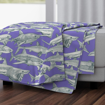 just sharks apatite lavender large spoonflower throw blanket sharon turner scrummy