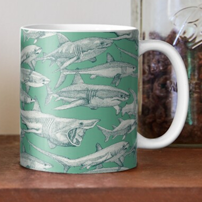 just sharks dark teal peppermint redbubble mug sharon turner scrummy