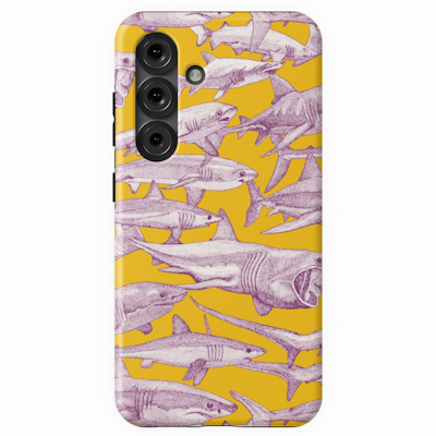 jus sharks purple yellow redbubble samsung galaxy tough case