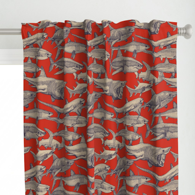 just sharks retro large spoonflower curtain sharon turner scrummy
