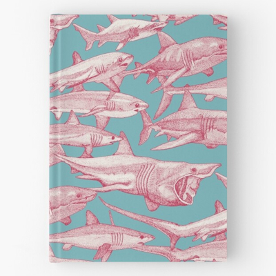 just sharks viva magenta turquoise redbubble hardback journel sharon turner scrummy