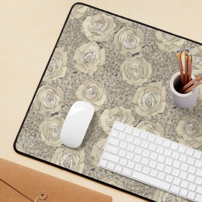 rose hydrangea floral cream tea leather desk mat sharon turner scrummy