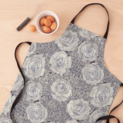 rose hydrangea floral pearl navy plum redbubble apron sharon turner scrummy