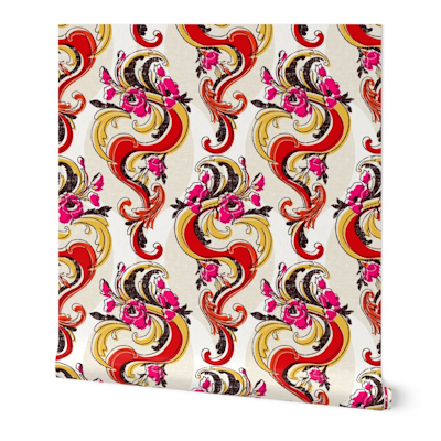 so retro nouveau wallpaper spoonflower sharon turner scrummy
