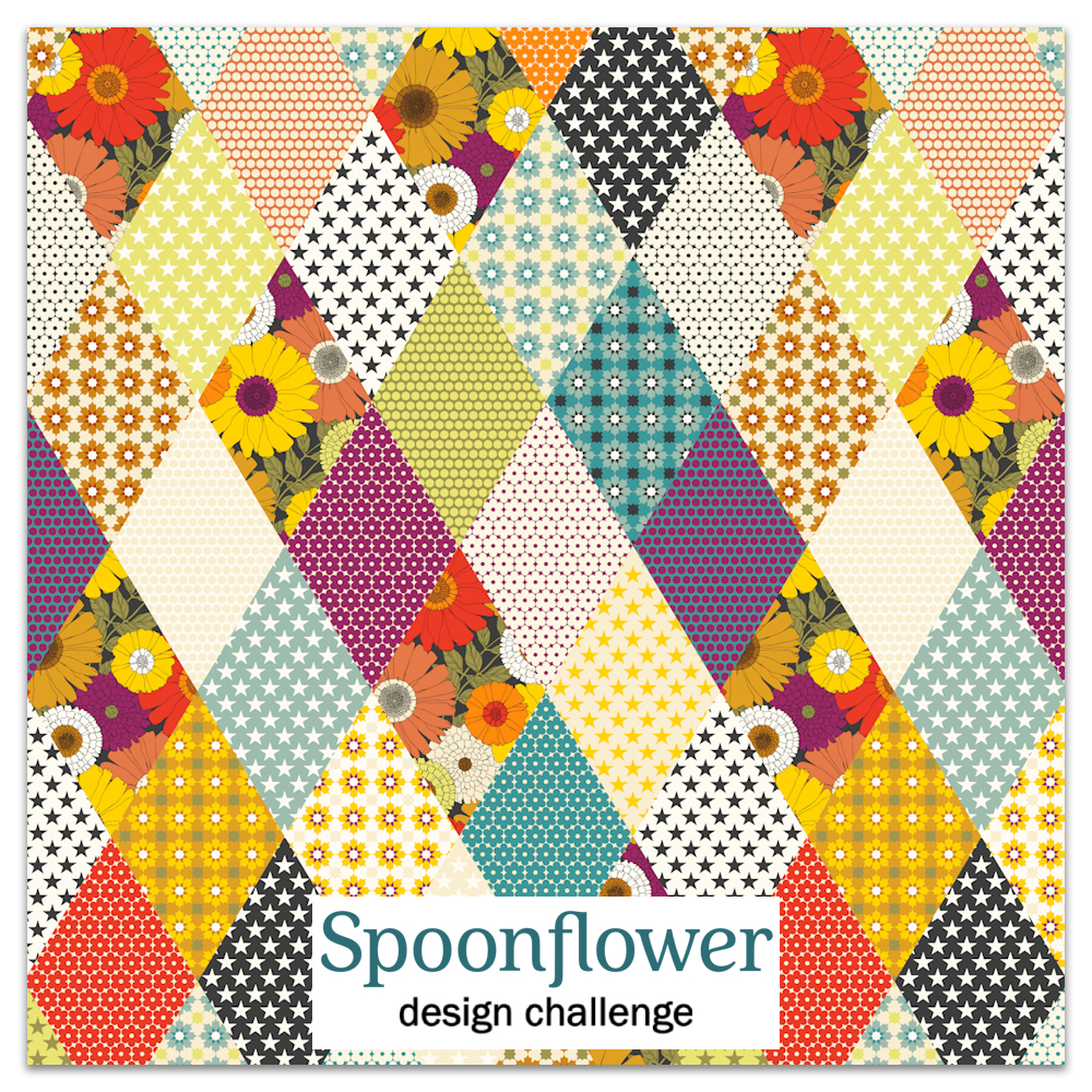 vintage floral patchwork quilt for the thrift store treasures challenge spoonflower sharon turner scrummy