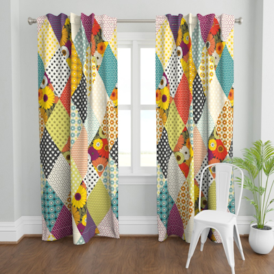 vintage floral patchwork quilt extra large spoonflower curtains sharon turner scrummy