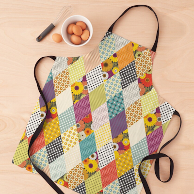 vintage floral patchwork quilt redbubble apron sharon turner scrummy