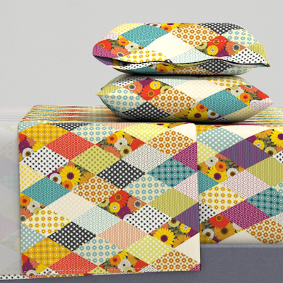 vintage floral patchwork quilt spoonflower sheet set sharon turner scrummy