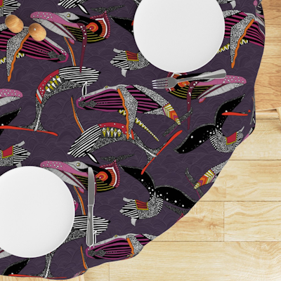 humpback whales mulberry spoonflower tablecloth sharon turner scrummy