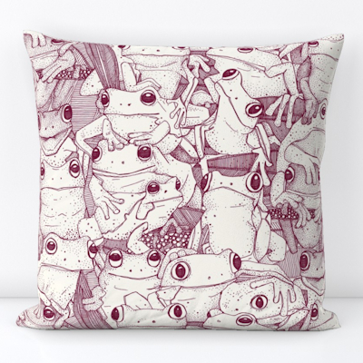 just tree frogs claret half pearl spoonflower throw pillow sharon turner scrummy