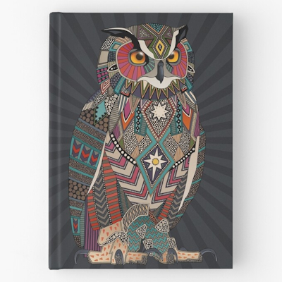 redbubble eagle owl dark hardcover journal sharon turner scrummy