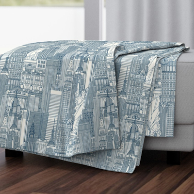 New York liberty cobalt spoonflower throw blanket sharon turner scrummy