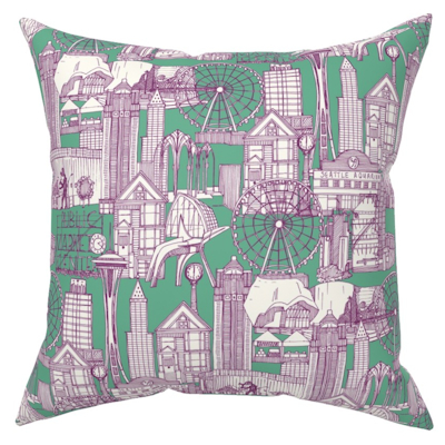 Seattle toile purple peppermint spoonflower throw pillow sharon turner scrummy