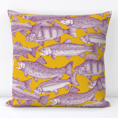 lake fish NZ purple yellow spoonflower sharon turner scrummy