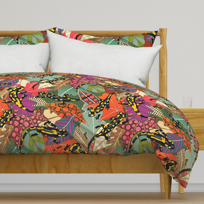 maximalist salamander forest large spoonflower duvet cover sharon turner scrummy