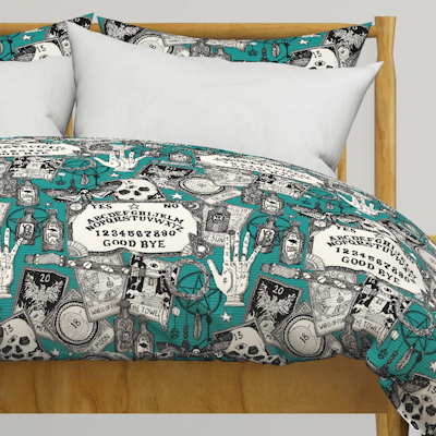 witchcraft teal spoonflower duvet cover sharon turner scrummy