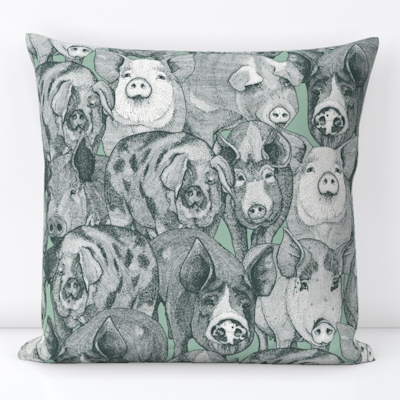 just pigs balsam duck egg spoonflower throw pillow cushion sharon turner scrummy