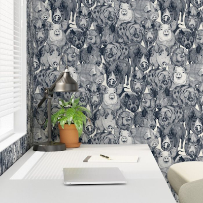 just pigs indigo half pearl spoonflower wallpaper sharon turner scrummy