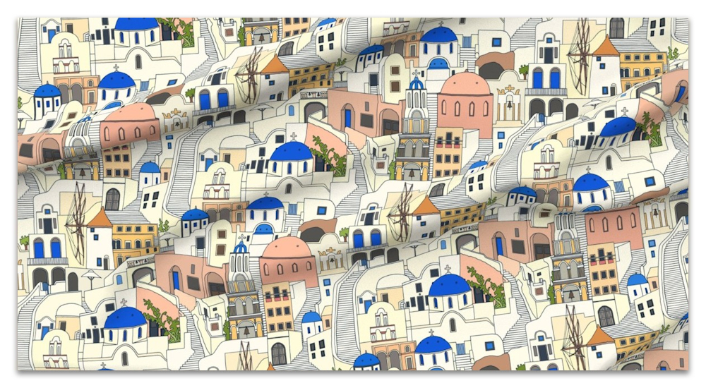 Santorini dreams mediterranean hues challenge 26032026 #90 sharon turner spoonflower