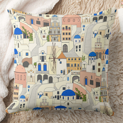 zazzle santorini dreams throw pillow sharon turner scrummylicious