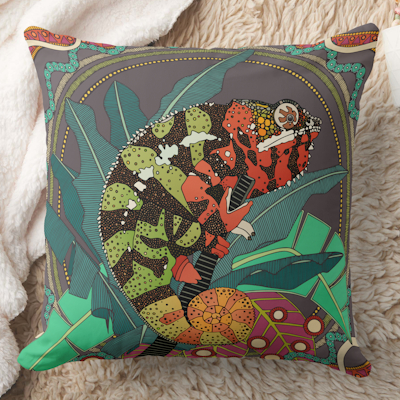 zazzle forest chameleon throw pillow sharon turner scrummylicious