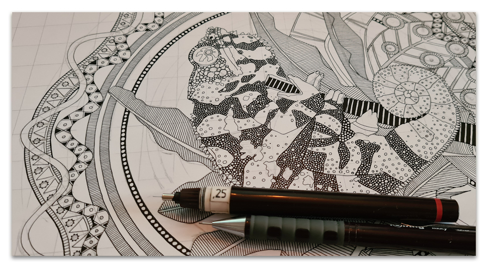 forest chameleon work in progress illustration drawing sharon turner 09032026