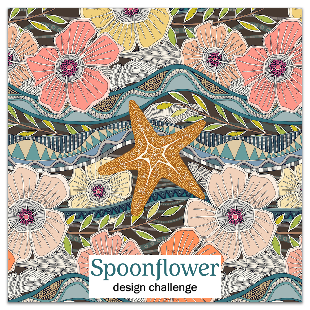 tropical waves earth design challenge beach boho spoonflower sharon turner scrummy