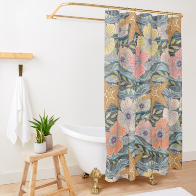 tropical waves earth redbubble shower curtain sharon turner scrummy