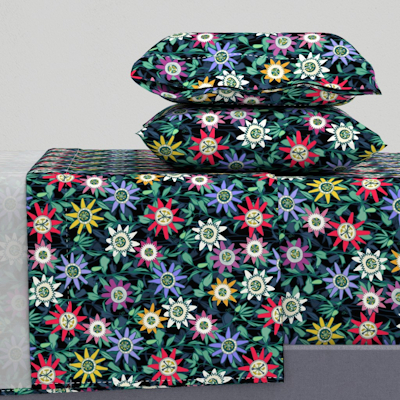 passiflora small spoonflower sheet set sharon turner scrummy