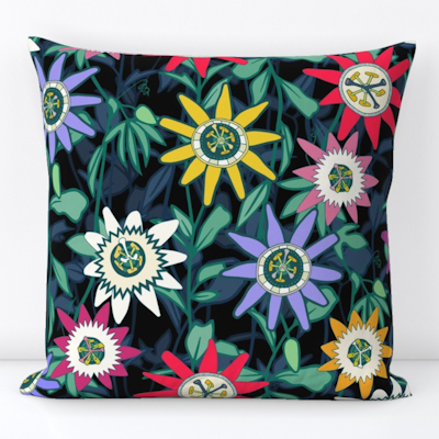 passiflora spoonflower throw pillow sharon turner scrummy
