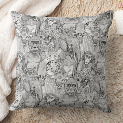 just african jungle animals black white zazzle throw pillow sharon turner scrummylicious
