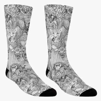 just african jungle animals black white redbubble socks sharon turner scrummy