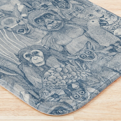 just african jungle animals cobalt blue half pearl redbubble bath mat sharon turner scrummy
