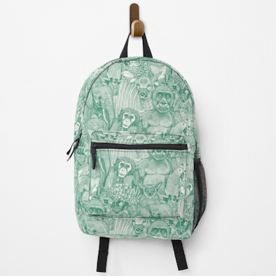just african jungle animals emerald green half pearl redbubble backpack sharon turner scrummy