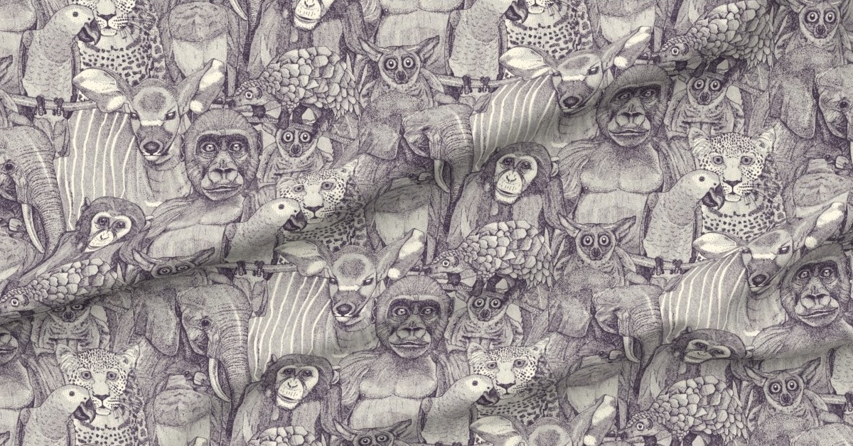 just african jungle animals mulberry pearl spoonflower sharon turner scrummy featured