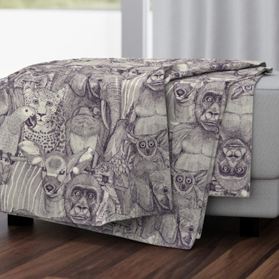 just african jungle animals spoonflower throw blanket sharon turner scrummy