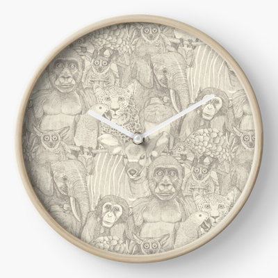 just african jungle animals natural pearl redbubble clock sharon turner scrummy