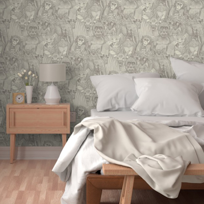 just african jungle animals natural pearl spoonflower wallpaper sharon turner scrummy